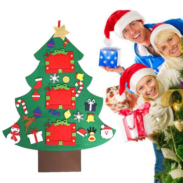 

diy felt christmas tree kit detachable ornaments picture frames with hanging rope for kids xmas holiday gifts home party decor