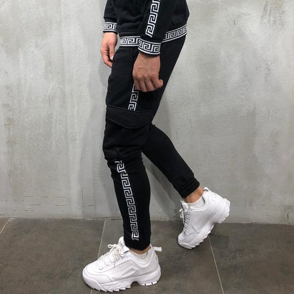 

men pants fashion splicing multi pocket harem joggers pants 2019 male trousers mens joggers solid sweatpants large size, Black
