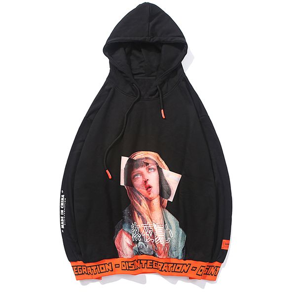 

funny virgin mary printed pullover hoodies sweatshirts 2018 hip hop fashion male casual streetwear swag hoodie, Black