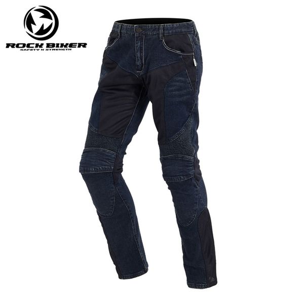 

rock biker riding pants motorcycle jeans biker pants men summer motocross off road racing sport knee protective trouser, Black;blue
