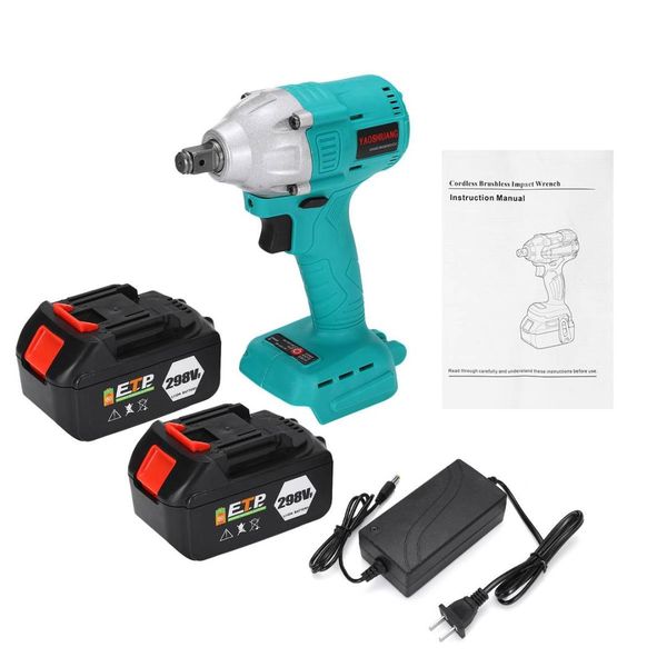 

2 battery 22800mah electric wrenches 298vf 650nm 1/2'' electric impact wrench brushless cordless impact wrench power tool