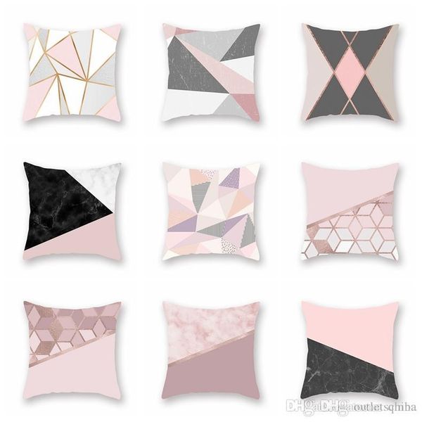 

45*45см геометрия декоративные наволочки бросить подушку гостиная спальня диван декор обложка розовое золото персик кашемир поясничный чехол
