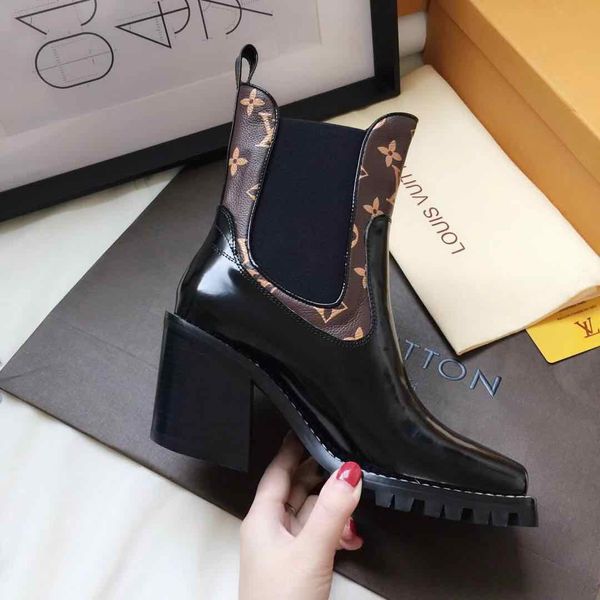 

the lastest fashion luxury 33ss boots womens shoes brand half ankle boot lady designerss genuine leather dress boots casual with box, Black