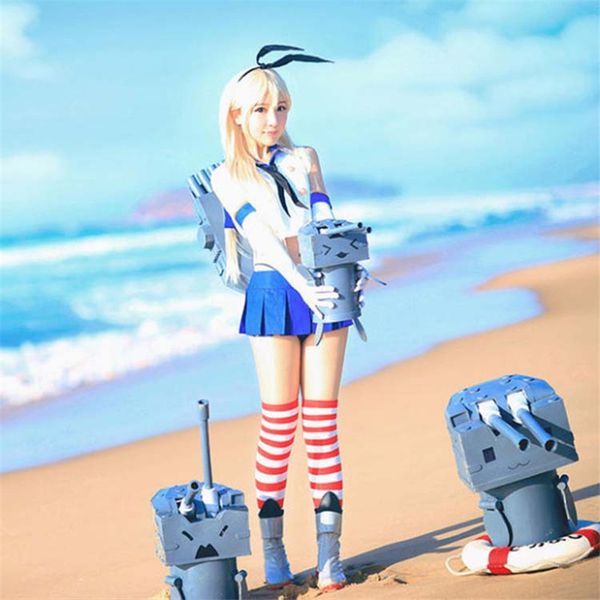 

new anime kantai collection shimakaze uniforms cosplay costume socks a full set of equipment, Black;red