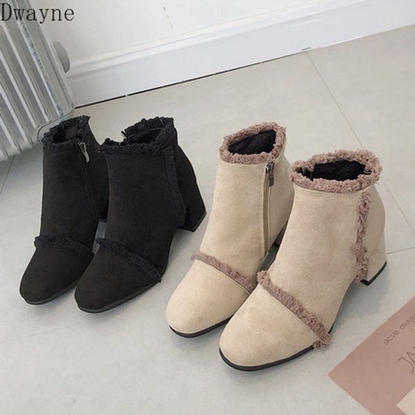 

2020 autumn new style with the british wind with round head boots female, Black