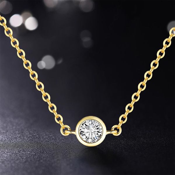 

fashion- 925 sterling silver women's necklaces & pendants choker necklace fashion gold color crystal pendant necklace for women gift, Golden;silver