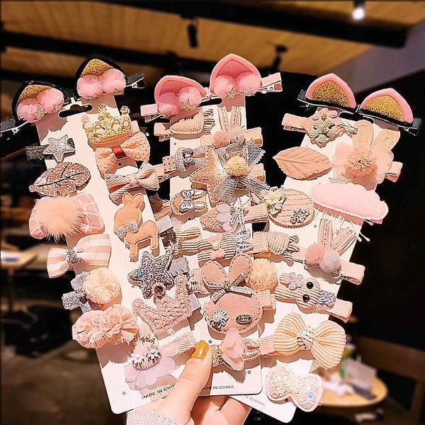 

1set princess girls hair clip set cartoon glitter lace crown hairpins kid barrette korean style headdress hair accessories, Slivery;white