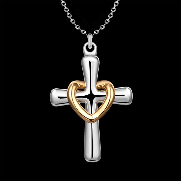 

jrl 925 silver gold heart circle crosses necklace charms ladies necklaces selling fit thin chain necklace 3262