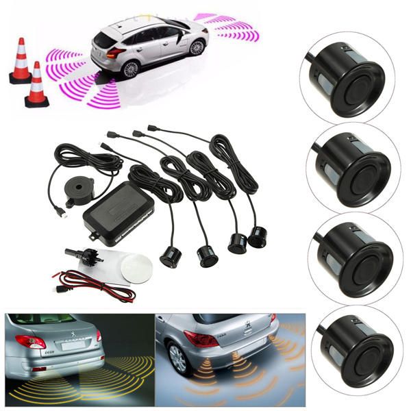 4 Estacionamento Radar Sensores traseira do carro reversa Alarm System Kit Som