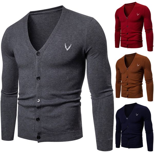 

spring new 2020 mens new sweater cardigan v-neck sweaters sweaterwear bottoming solid colors, White;black