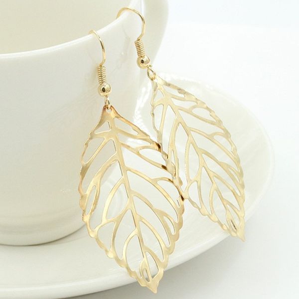 

ek648 brincos dangle vintage bohemia long big hollow leaf drop earrings for women wedding jewelry gift accessories pendientes, Silver