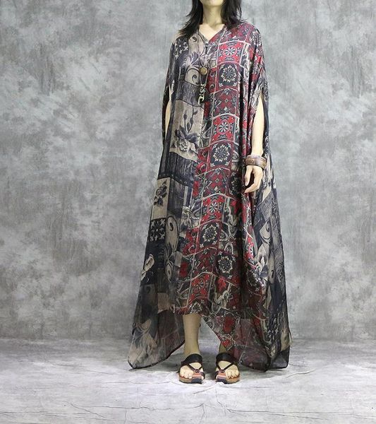 

origional literature and art retro silk dress 2019 amoi loose and plus-sized mixed colors gown long skirts + camisole, White;black
