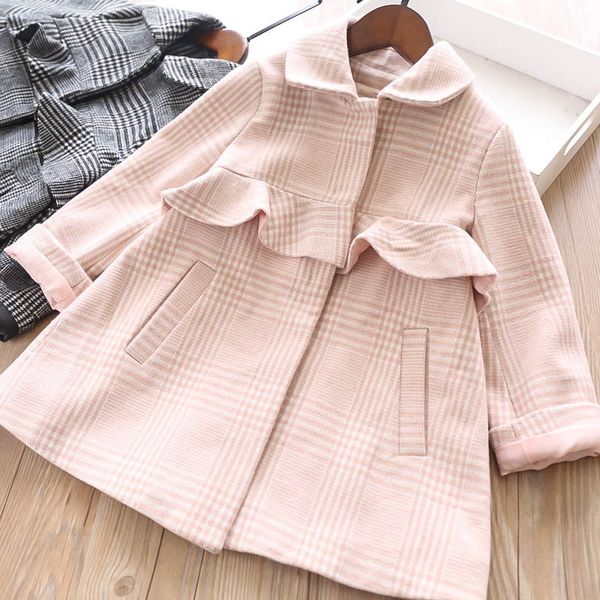 

autumn 2019 girls lapel plaid coat children's coat children's clothing wholesale, Blue;gray