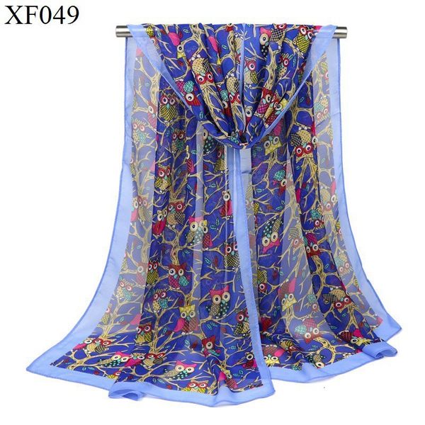 

personality owl chiffon scarf woman scarf shawl animal cartoon silk scarf, Blue;gray