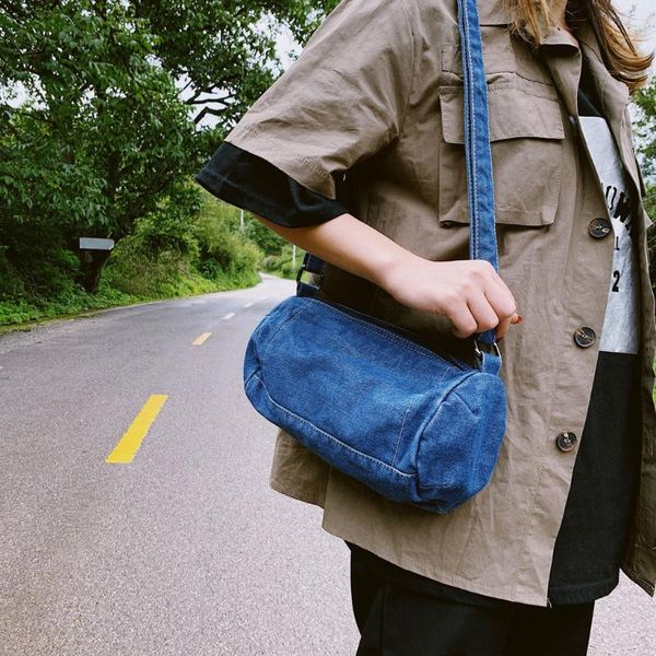 

women handbags messenger canvas bag fashionable denim jean art shopping mummy shoulder messenger blues crossbody bag totes #jsw