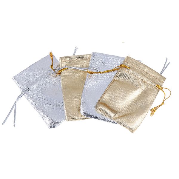 

50pcs gold and silver small gift bags drawstring gift bags jewelry accessories packaging 5*7cm,7x9cm,9x12cm