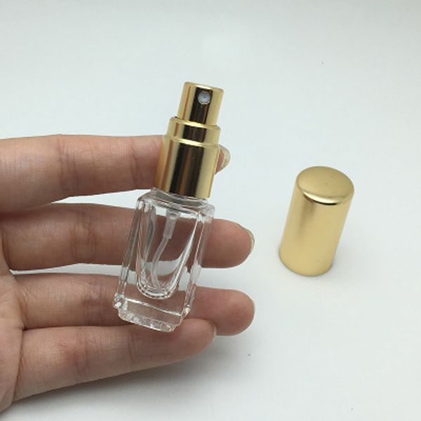 

5ml travel mini glass perfume bottle refillable empty scent sample packing bottles with gold/silver/black spray pump