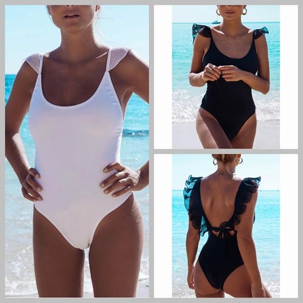 

women's lace swimsuit bikini bikini with bare back straps one-piece swimsuit ba0710, White;black