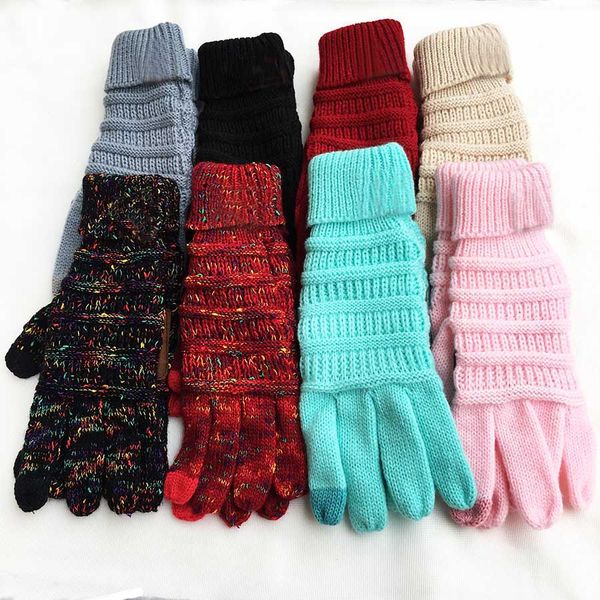 

winter knitted gloves made in china touch screen gloves fashion stretch woolen knit warm full mittens finger xmas gift hh7-1816
