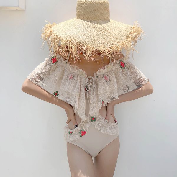 

one piece swimsuit woman swimwear with push up for women 2019 beachwear feeling lace leaf cover showing slender high waist solid, White;black