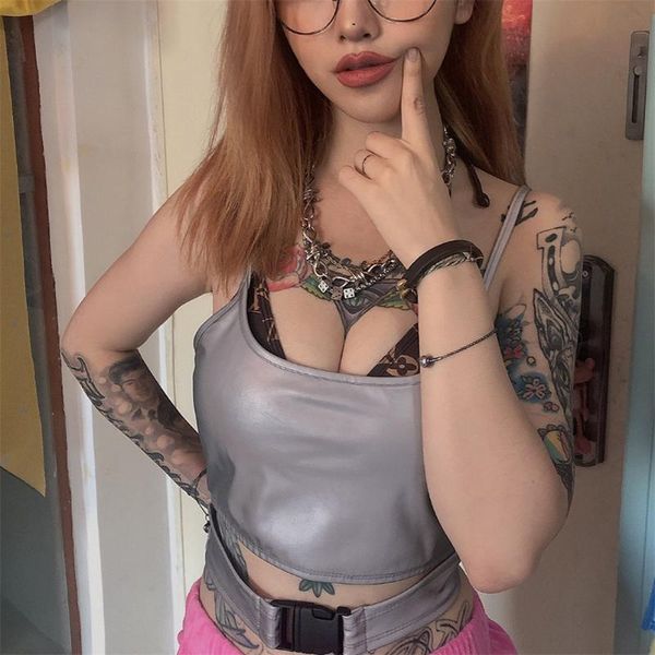 

womens reflective vest tube sling 0 neck sleeveless casual for summer nfe99, White