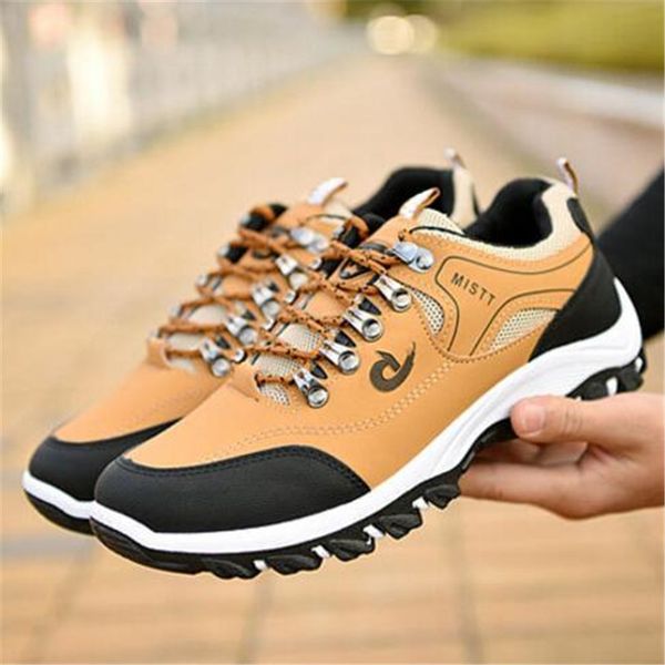 

laidilangtu spring autumn new men's hiking shoes waterproof outdoor non-slip men's shoes breathable movement sneakers shoe, Black
