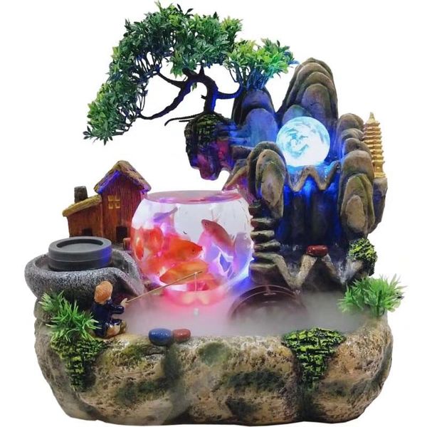 Acheter Usine Direct Fausse Fontaine à Eau De Montagne Poisson Réservoir Réservoir Salon Waterscape Décoration Intérieur Décoratif Résine Fontaine