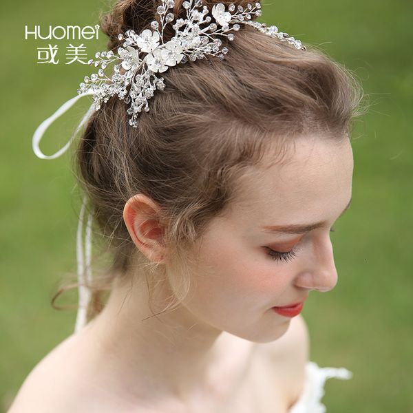 

d2287 npason bride headwear crystal hair band manual weave marry ornaments design new wedding dress accessories, Golden;white