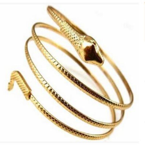 

stretch snake bracelet armlet upper arm cuff for women punk rock bangle jewelry antique gold silver color for women jewelry, Black