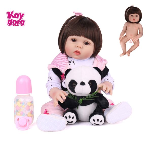 

18 inch full vinyl silicone reborn baby dolls lifelike girl toddler bath play toys cute bebe boneca menina lol birthday gifts t200209