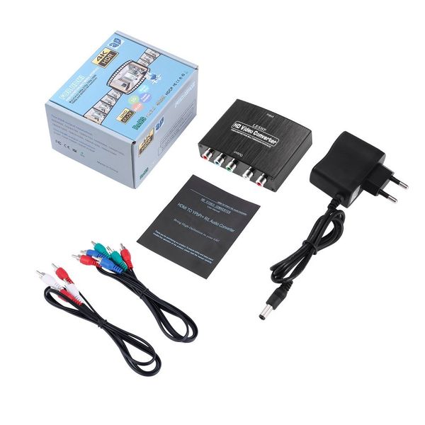

leshp 2 channel lpcm 50/60hz 1.65gbps/165mhz hdmi to rgb component (ypbpr) video +r/l audio adapter converter hd tv black