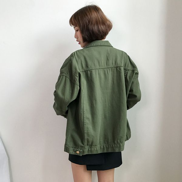 

women's jackets basic jeans jacket women green 2021 autumn woman denim jean womens coats female slim stretch short coat feminina clothe, Black;brown