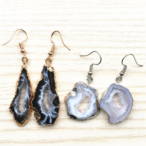 

stone agates women earrings unique natural druzys dangle earrings designer hyperbole earrings drusy jewelry dropshipping, Silver