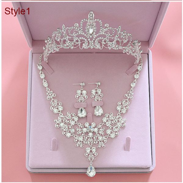 

2020 мода кристалл люкс ювелирные наборы свадебные короны серьги ожерелье дешевые свадебные свадебные аксессуары для волос женщины пром неве, White