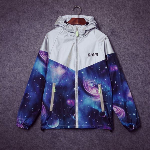 

European and American Fashionable Mens Windbreaker Monolayer Luxury Jacket Colourful Starry Sky Printing Mens Designer Jackets Couple
