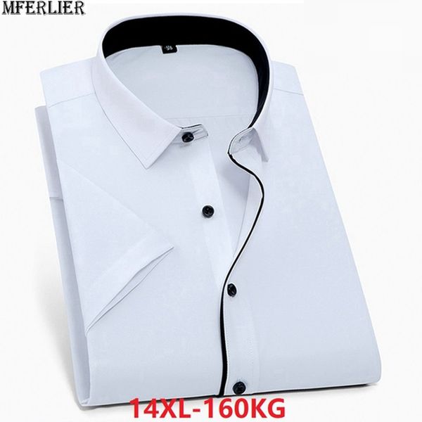 

mferlier summer men office shirt large size 8xl 9xl 10xl cotton short sleeve plus big size dress shirts business 12xl 62 64 66, White;black