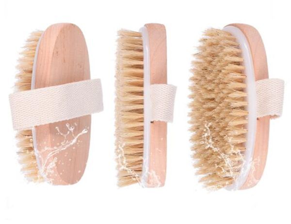 

dry skin body soft natural bristle brush wooden bath shower bristle brush spa body brush without handle dhl free