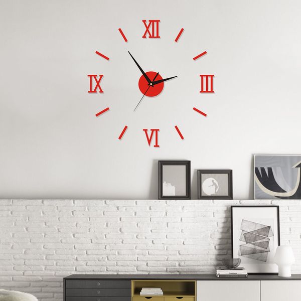 

modern diy interior roman wall clock wall clock 3d sticker home mirror effect 4 style 3d wall stickers py