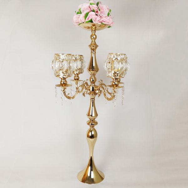 

5-arms candelabrum crystal candle holders metal candelabras gold candlesticks candle holder for wedding party event home decor