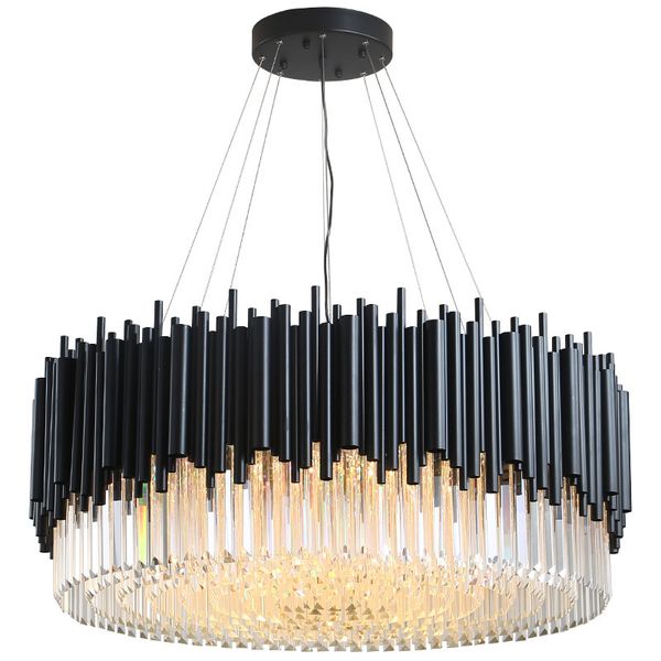 

black modern chandelier lighting living room round crystal lamps large home decor light fixtures luxury cristallo lampadario