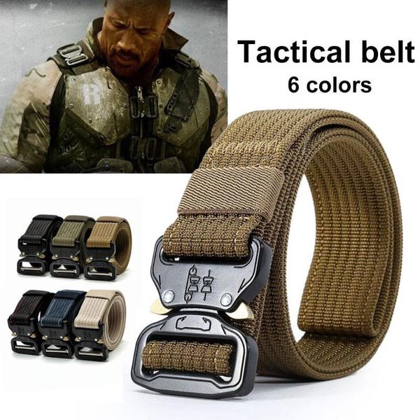 

tactical belt training belt adjustable hunt combat zinc alloy buckle nylon webbing waist straps outdoor emergency survival, Black;gray