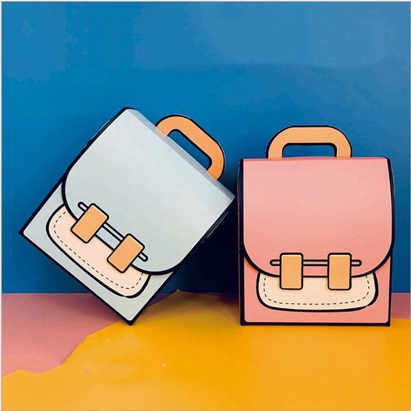 

2pcs schoolbag style portable gift box creative packaging carton box 3d candy birthday children's day gift package