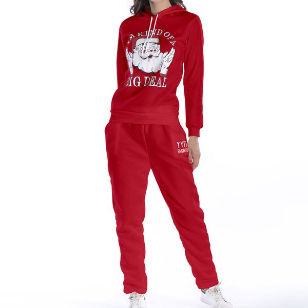 

autumn new two piece set women tracksuit ladies santa claus hoodies sweatshirt pants sets leisure casual wear suit christmas, Gray