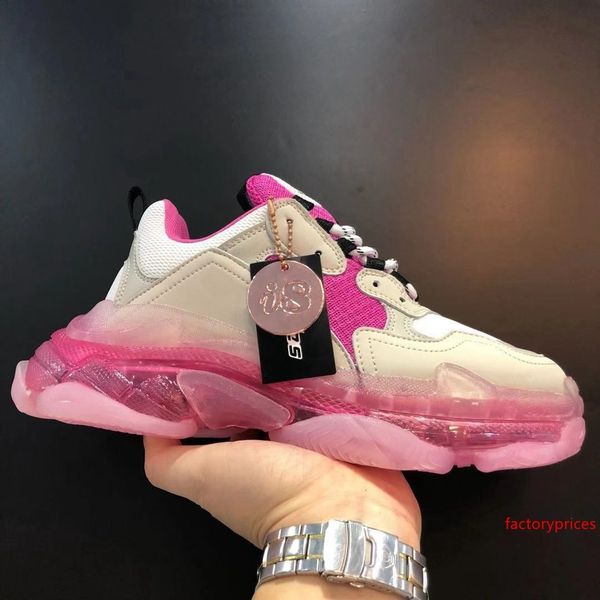 

розовая очистить подошву тройного конструктор тройной крупногабаритной sneaker урожай тапок 2020 белого цвет тройной тапки мужчины женщина c
