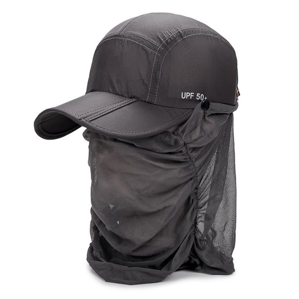 

anti uv sun hat face mask foldable fishing outdoor cycling printed quick dry protective universal headgear detachable windproof, Blue;gray