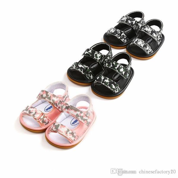 

дети prewalker мальчиков сандалии девушки малыша мягкой подошве камуфляж обувь первые ботинки ходока лета 2019, Black;red