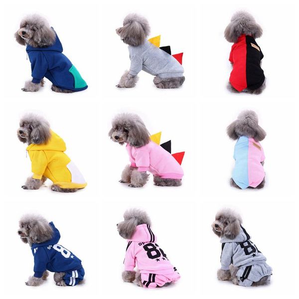 

14 designs pet dog warm hoodies fall winter dogs sports sweaters clothes puppy apparel small dog coats outerwears costumes