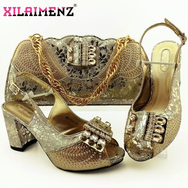 

gold africain woman sandals shoes with purse set italian elegant high heels shoes and bag set for wedding party, Black