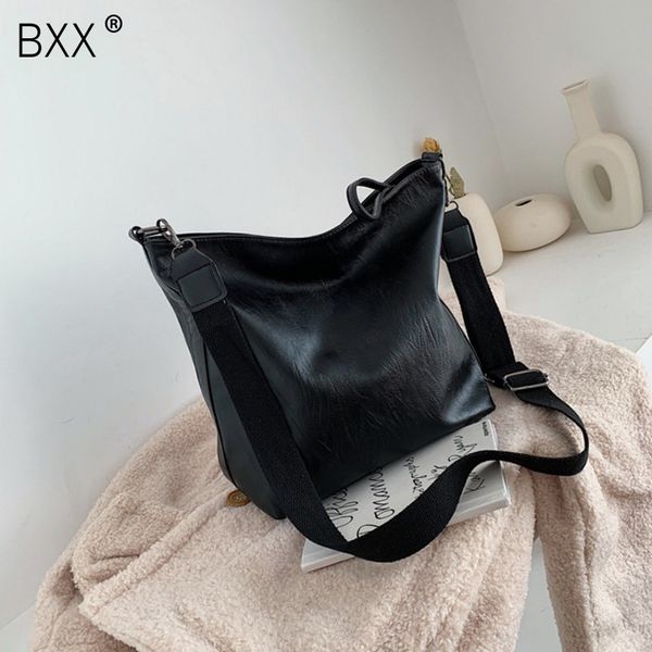 

bxx] solid color pu leather shoulder bags for women 2020 large capacity crossbody messenger bag female travel handbags hk259