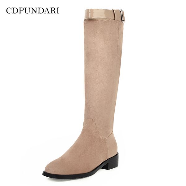 

cdpundari low heel knee high boots women motorcycle boots ladies winter shoes woman, Black